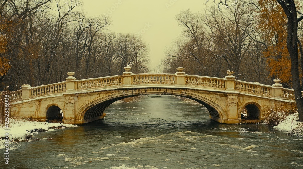 Fototapeta premium Stone Bridge in Winter Wonderland