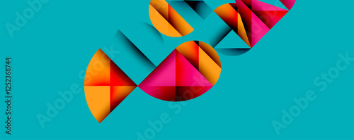 Abstract geometric pattern with intersecting circles and triangles in gradients. The high-contrast composition creates depth and a dynamic, modern aesthetic