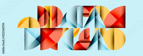 Abstract geometric pattern with intersecting circles and triangles in gradients. The high-contrast composition creates depth and a dynamic, modern aesthetic