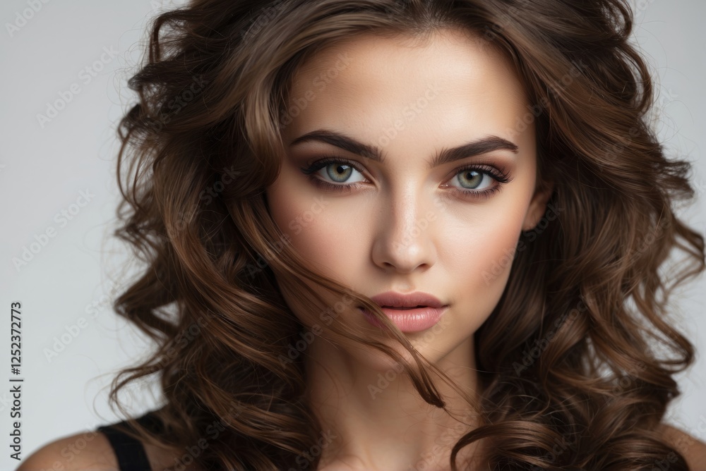 Portrait of an alluring young woman against a grey background Portrait of an alluring young woman against a grey background