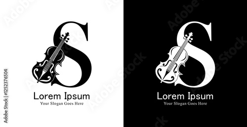 logo design in the shape of a violin combined with the letter S