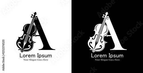 logo design in the shape of a violin combined with the letter A