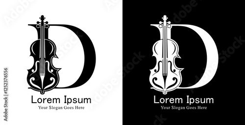 logo design in the shape of a violin combined with the letter D