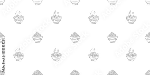 doodle Noodle pattern background. Japanese food line art pattern background. noodles theme pattern background.
