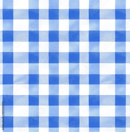 Blue and White Gingham Pattern - Textile Design Background
