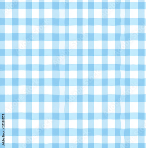 Blue and White Gingham Pattern - Textile Design Background