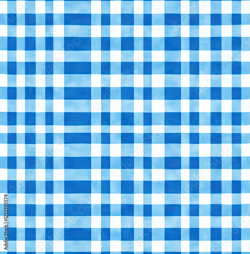 Blue and White Gingham Pattern - Textile Design Background