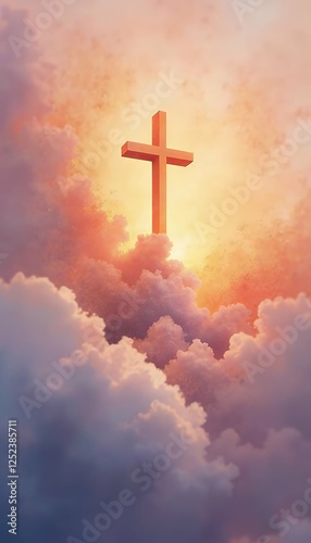 illustration watercolor painting other clouds religious abstract god symbol depicting blurry background conceptual sky sunset cross generative ai easter religious christian cross background praise