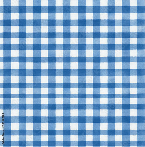 Blue and White Gingham Pattern - Textile Design Background