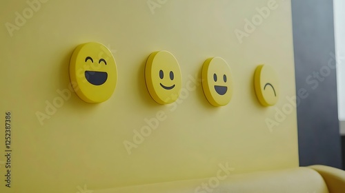 Yellow Emojis Displaying a Range of Facial Expressions