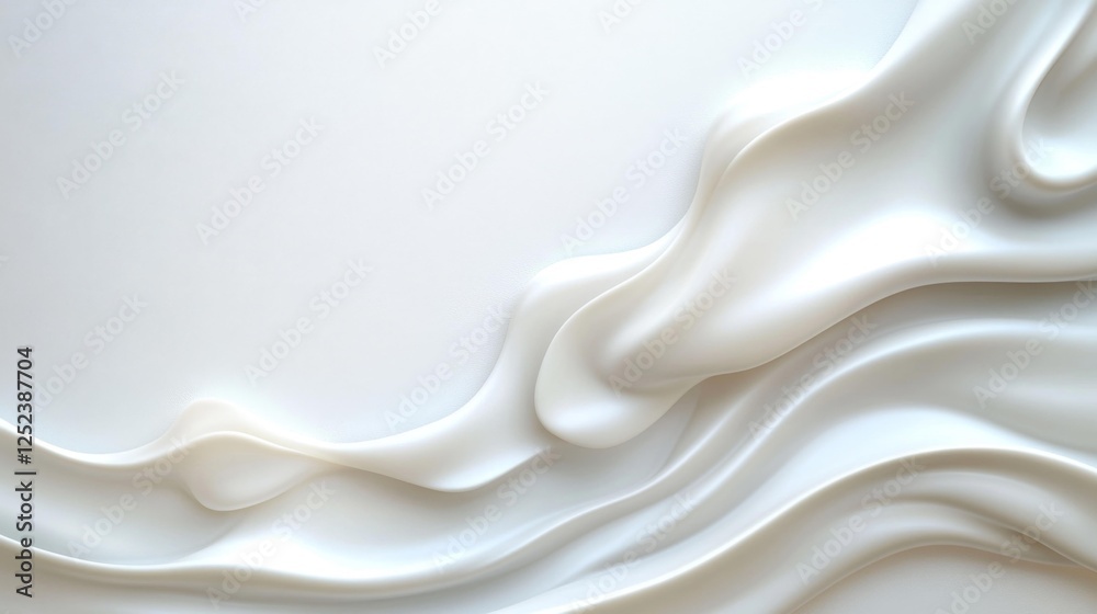 Fototapeta premium Abstract Fluid Shape with Soft Curves on White Isolated Background. Generative AI
