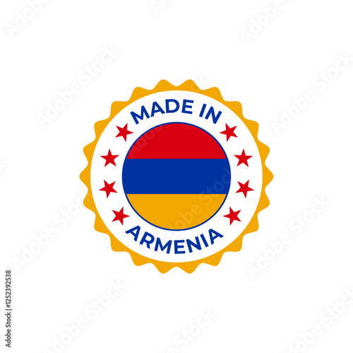 Made in Armenia vector badge design with national flag