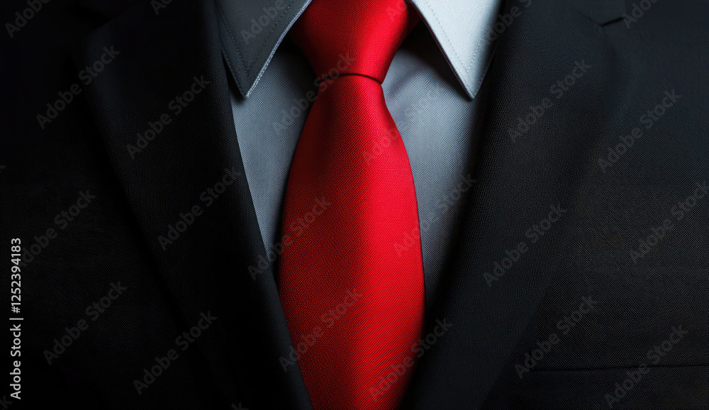 Elegant Black Suit with Red Tie on Dark Background Elegant Black Suit with Red Tie on Dark Background