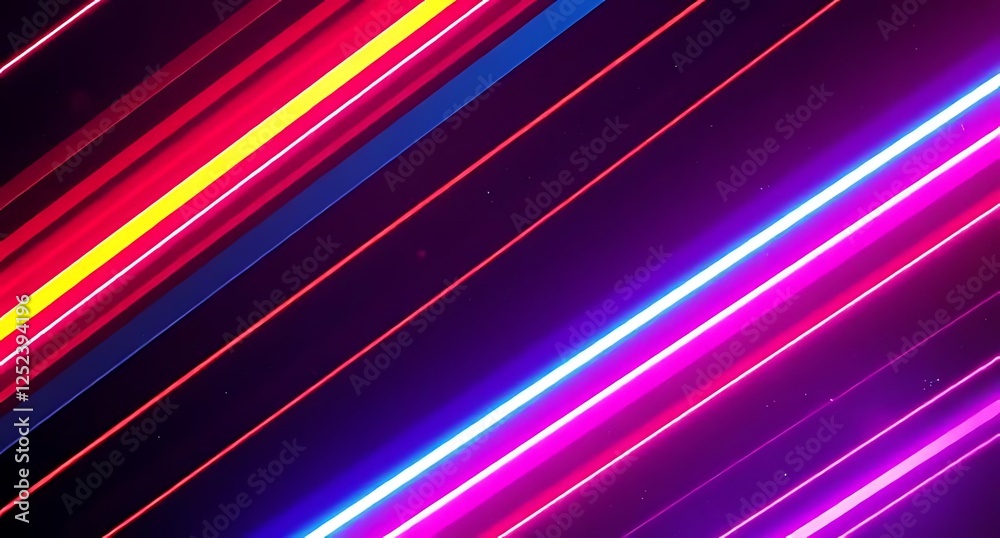 Fototapeta premium Futuristic Neon Light Streaks Background. Abstract Cyberpunk Glow with Vibrant Colors.