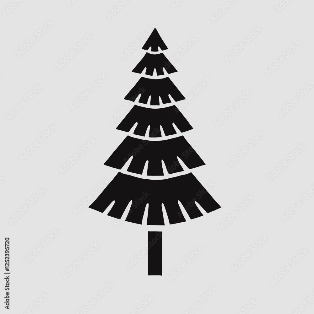 Fototapeta premium Christmas Tree Silhouette in black on a white background