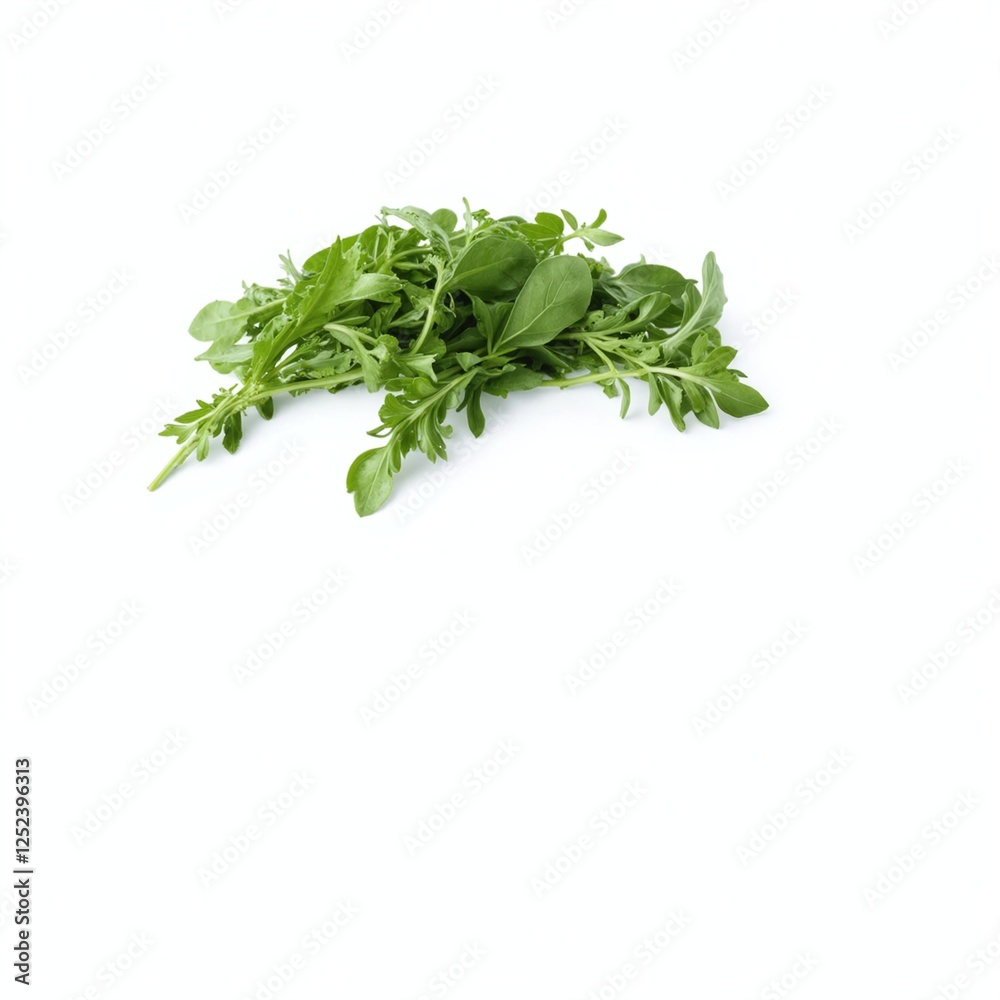 Fresh Peppered Arugula Leaves Isolated on White Background Fresh Peppered Arugula Leaves Isolated on White Background