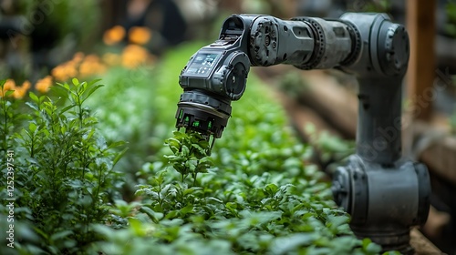 Smart agricultural robotic arm using data driven technology for plant nurturing photo