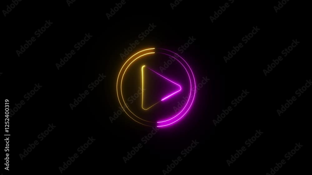 Glowing neon Animation of glowing neon Triangle lines lay play button icon . Glowing neon Animation of glowing neon Triangle lines lay play button icon .