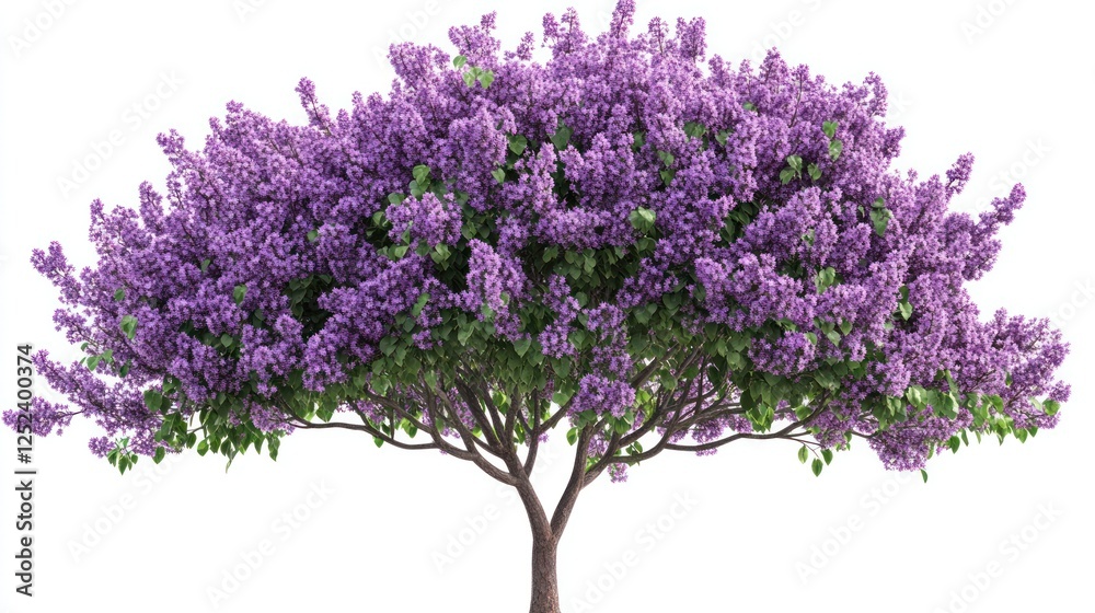Blooming lilac tree isolated, spring, nature, white background, design Blooming lilac tree isolated, spring, nature, white background, design