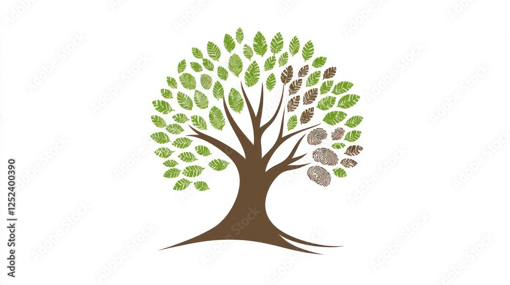 Naklejka premium Seasonal tree, changing leaves, growth, nature, white background, eco design