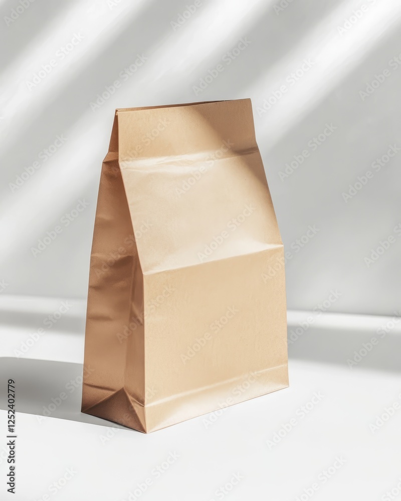 Stylish minimalist takeaway paper bag standing upright Stylish minimalist takeaway paper bag standing upright