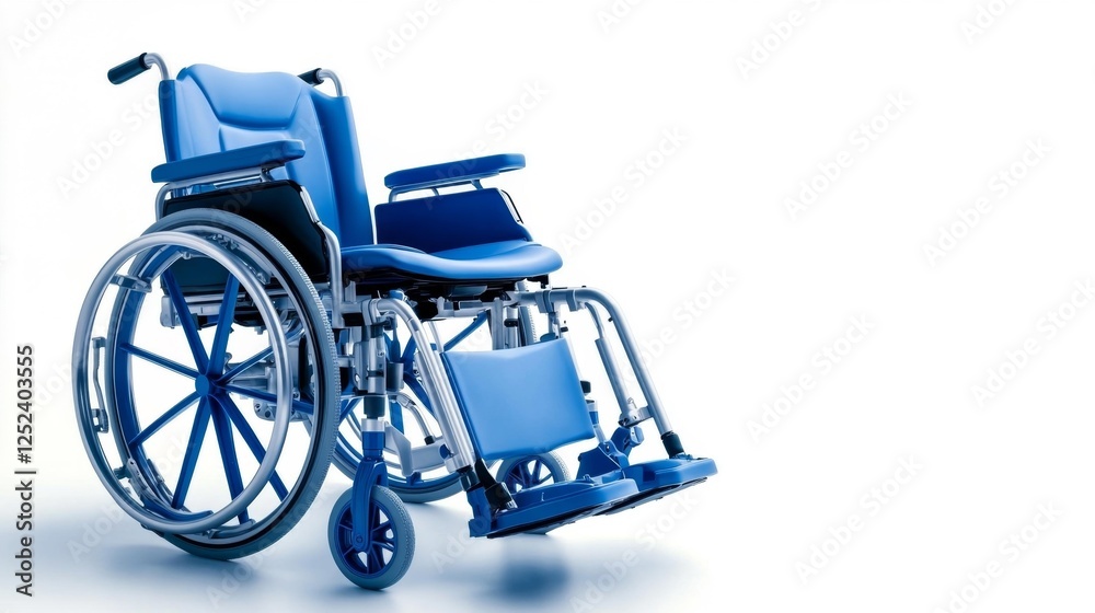 Fototapeta premium Modern Blue Wheelchair Isolated on White Background. Generative AI