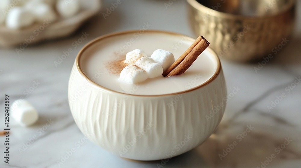 Warm Creamy Hot Chocolate with Marshmallows and Cinnamon Stick Cozy Winter Drink Recipe Warm Creamy Hot Chocolate with Marshmallows and Cinnamon Stick Cozy Winter Drink Recipe