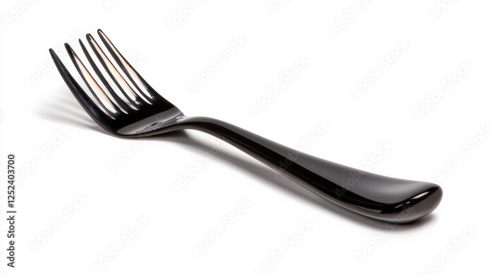 Black fork isolated on white background with shiny surface. Generative AI Black fork isolated on white background with shiny surface. Generative AI