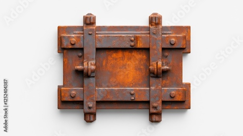Rusty metal lock on a white isolated background. Generative AI photo