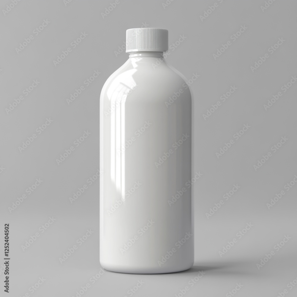 Realistic 3D Render of a White Plastic Bottle with Rounded Bottom and Flip-Top Cap Realistic 3D Render of a White Plastic Bottle with Rounded Bottom and Flip-Top Cap