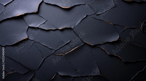 Dark textured slate surface with cracked stone pieces creating an abstract design. Generative AI photo