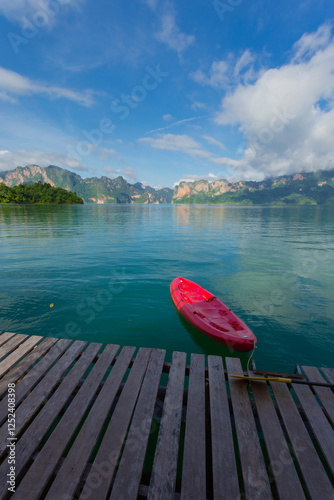 Cheow Lan Dam or Ratjjaprabha Dam, Surat Thani Province is a hydroelectric dam with beautiful nature, especially limestone mountains, suitable for relaxation. It is located in Khao Sok National Park photo