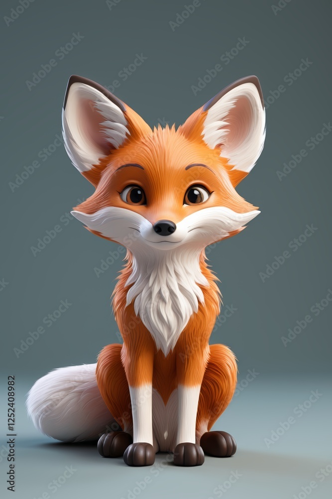 Fototapeta premium there is a small toy fox sitting on a table