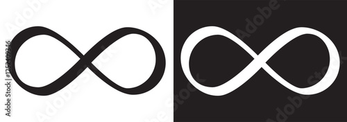 Infinity symbols collection, for logo design, branding, mathematical representation. Various infinity icon styles, simple to artistic. Endless, eternal, limitless concept