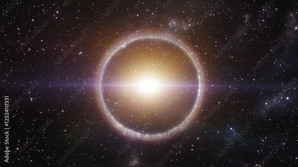 Fototapeta premium Shimmering Halo Star Phenomenon in Cosmic Space with Bright Light