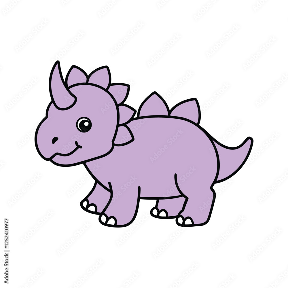 Cute Cartoon Triceratops Dinosaur Illustration – Adorable Kawaii Style Vector Cute Cartoon Triceratops Dinosaur Illustration – Adorable Kawaii Style Vector
