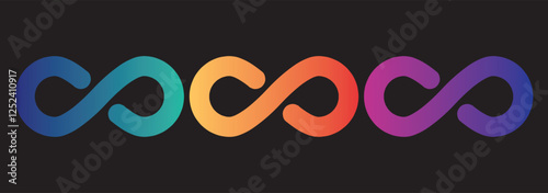 Infinity shape icon set endless vector illustration