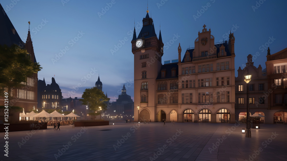 Obraz premium City Square at Dusk