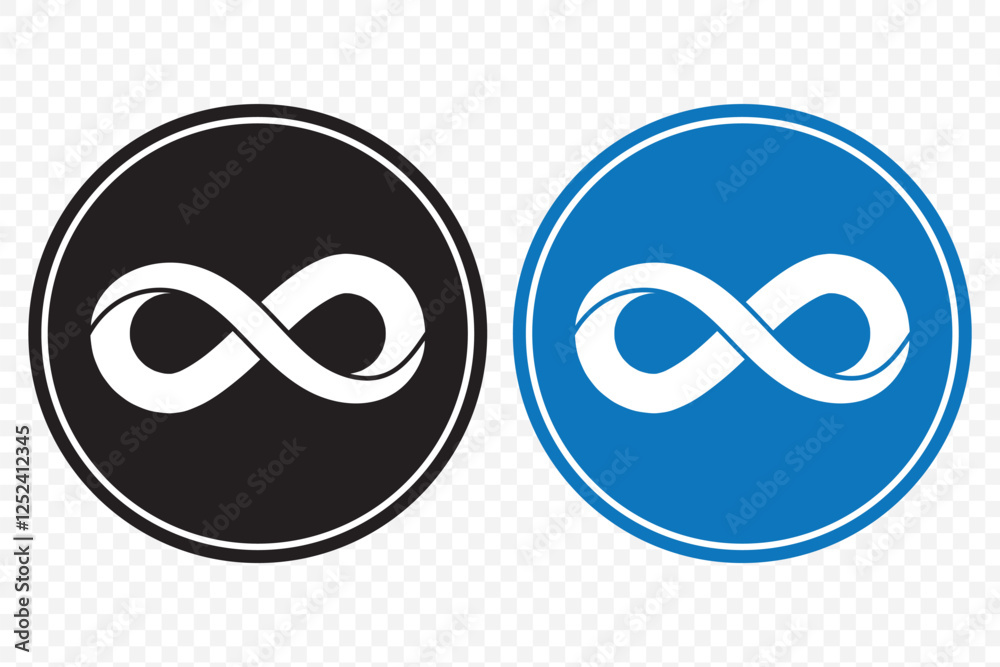 Infinity symbols. Set of infinity icons. Symbols of endless, unlimited, eternal. Vector illustration. Infinity symbols. Set of infinity icons. Symbols of endless, unlimited, eternal. Vector illustration.