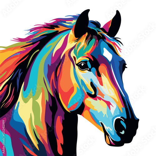 Colorful horse pop art vector illustration