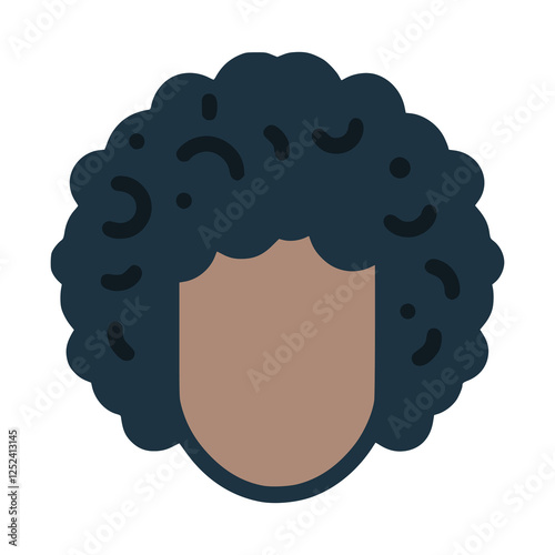 black man with afro hair profile avatar flat color vector illustration template design