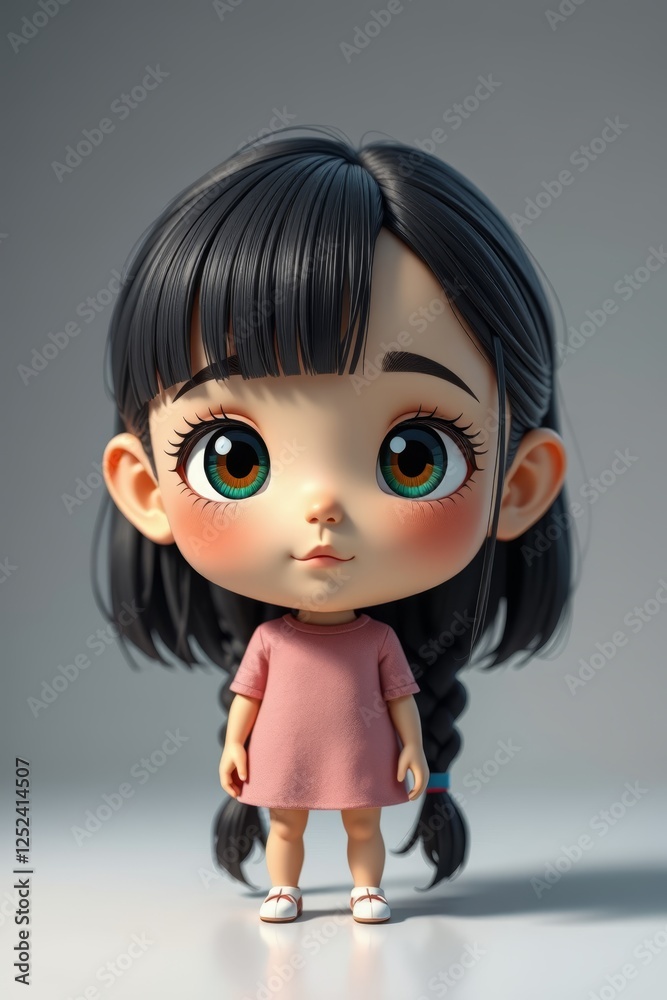 there is a little girl with a pink dress and a black hair there is a little girl with a pink dress and a black hair