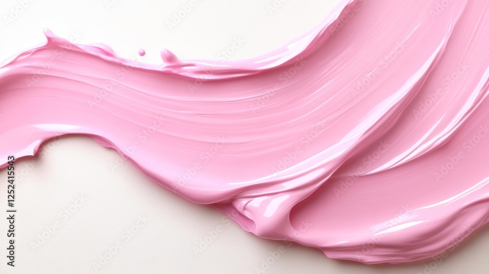 Swirling Light Pink Paint Texture with Glossy Finish on White Surface. Generative AI