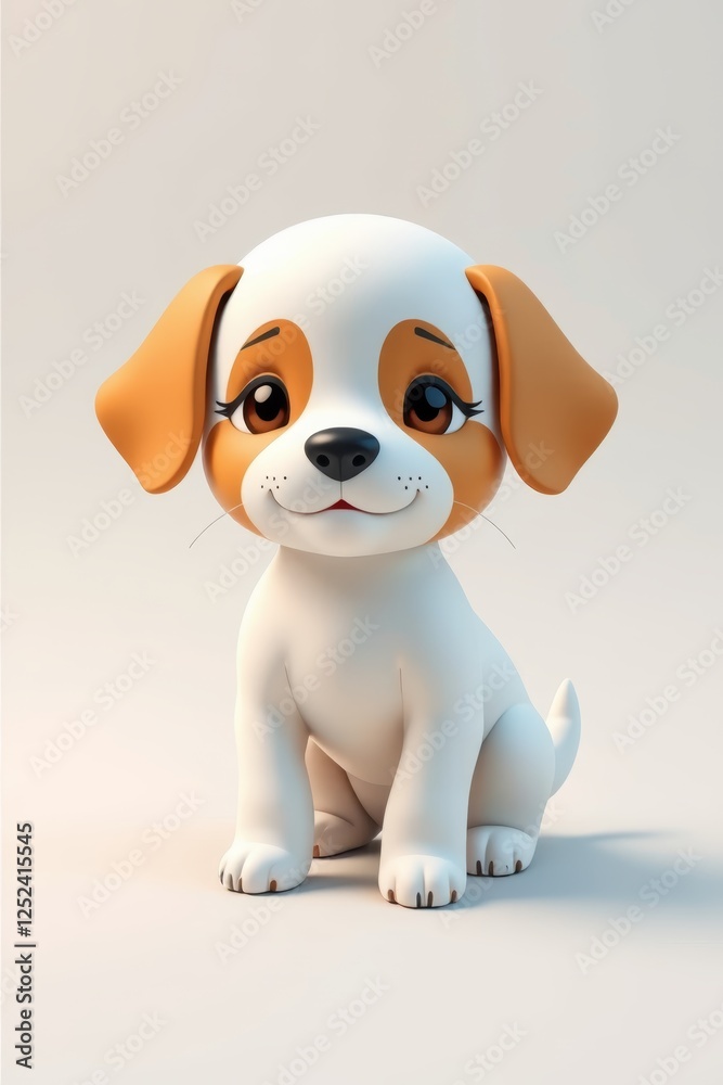 Fototapeta premium arafly rendered image of a puppy sitting on a white surface
