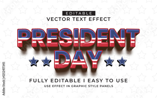 3d editable happy president's day text effect typography style template