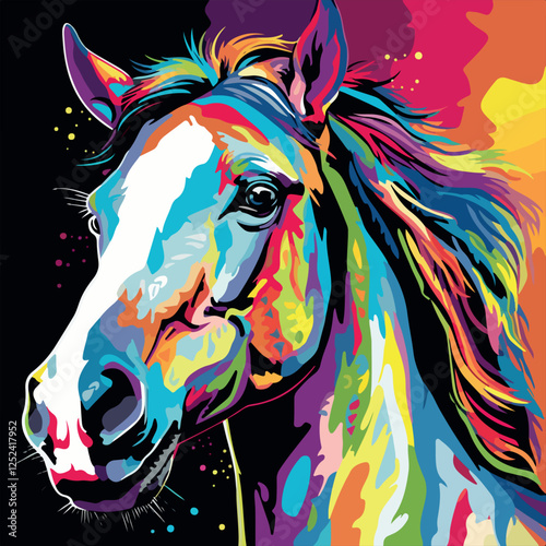 Colorful horse pop art vector illustration