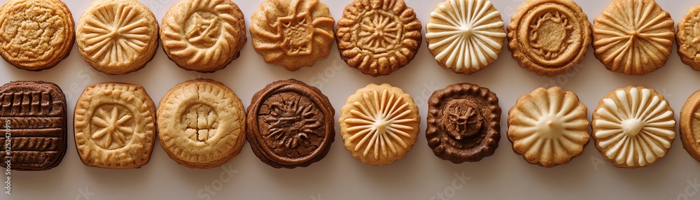 Assorted cookies displayed on a white background, showcasing various shapes and textures. Assorted cookies displayed on a white background, showcasing various shapes and textures.