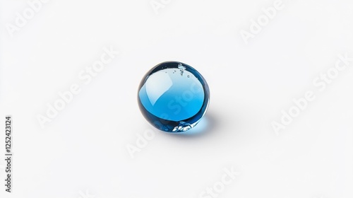 Blue water droplet isolated on white background. Generative AI photo