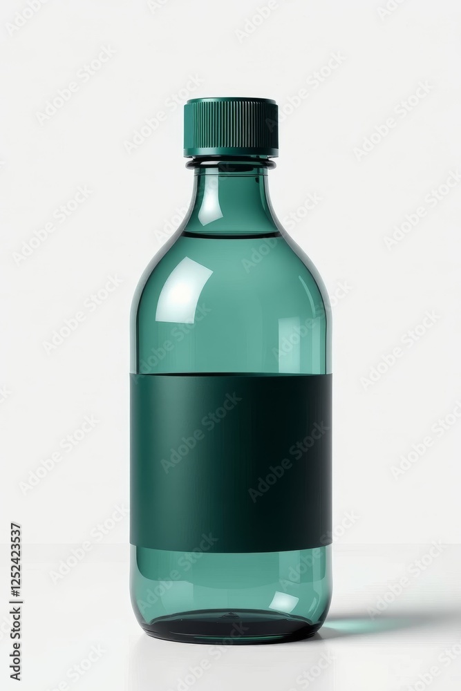 there is a green bottle with a black strip on it there is a green bottle with a black strip on it