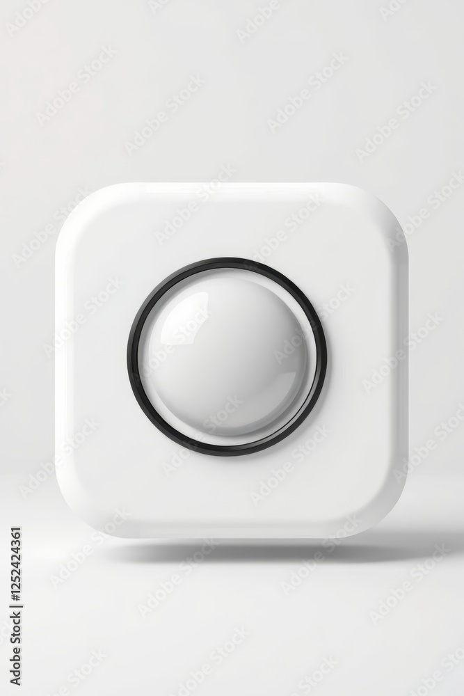 a close up of a button on a white surface with a black ring a close up of a button on a white surface with a black ring